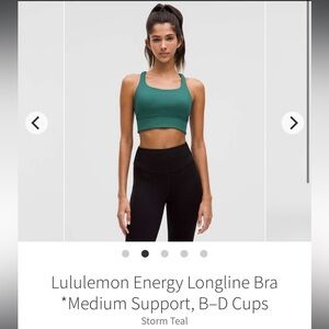 Lululemon Energy Longline Bra in Storm Teal, Size 10